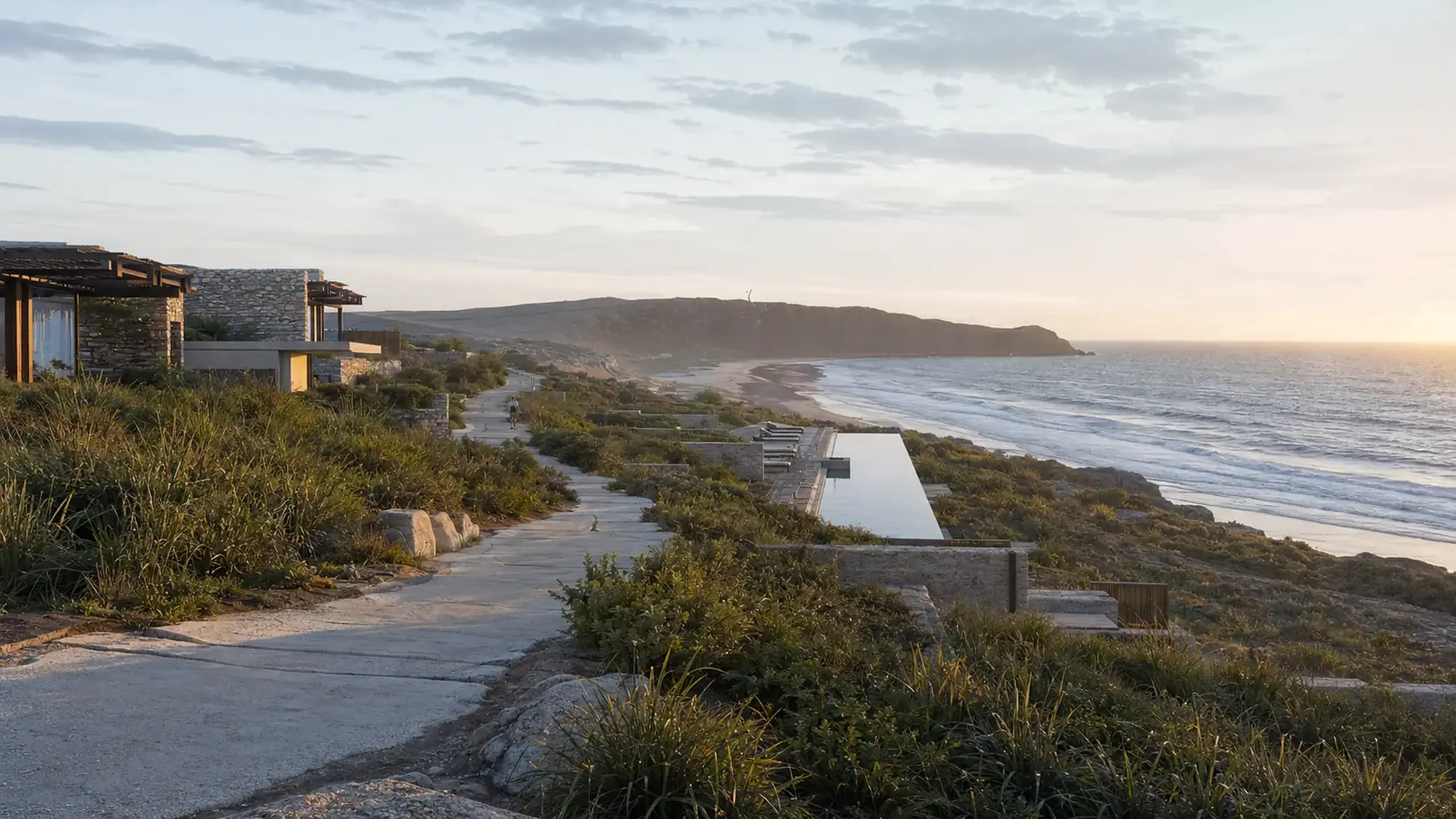 Modern coastal hospitality destination integrated into a natural landscape